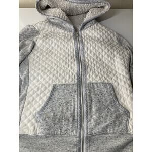Abercrombie & Fitch Hoodie Womens White And Gray Large Full Zip Fleece